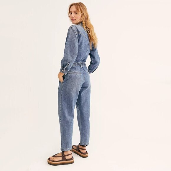 NWT COH med. wash blue denim jean jumpsuit, 2 - Picture 2 of 12